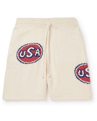 CHERRY LA Straight-leg Logo-intarsia Organic Cotton Shorts - Pink