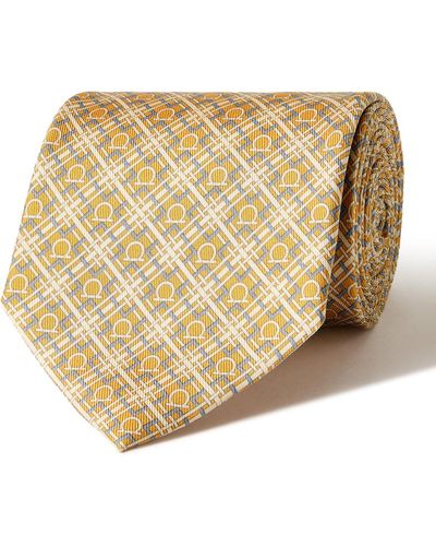 Ferragamo 8cm Logo-print Silk-twill Tie - Natural