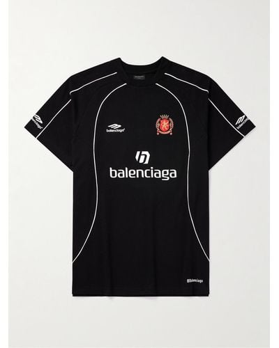 Balenciaga Oversized Embroidered Logo-print Cotton-jersey T-shirt - Black