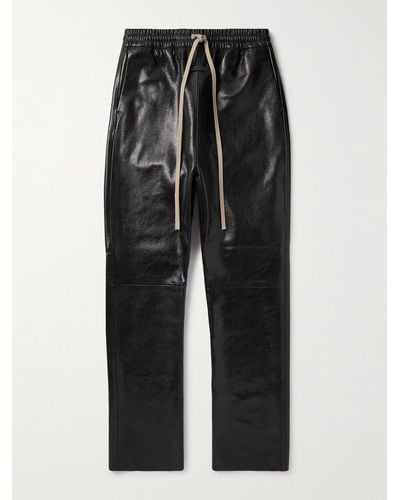 Fear Of God Straight-leg Full-grain Leather Trousers - Black