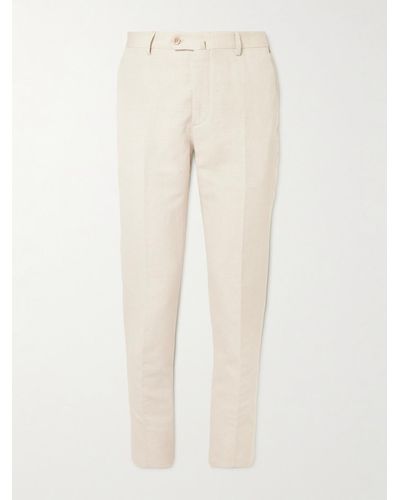 Loro Piana Straight-leg Cotton And Linen-blend Trousers - Natural