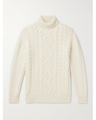 Kingsman Cable-knit Wool Rollneck Jumper - White