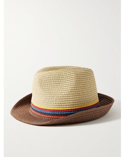 Paul Smith Striped Braided Straw Trilby Hat - Natural