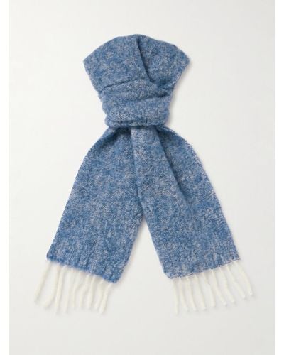 NN07 Sciarpa in misto lana con frange 9006 - Blu