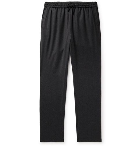 De Bonne Facture Straight-leg Wool-flannel Drawstring Pants - Gray