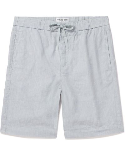 Frescobol Carioca Felipe Straight-leg Cotton And Linen-blend Drawstring Shorts - Gray