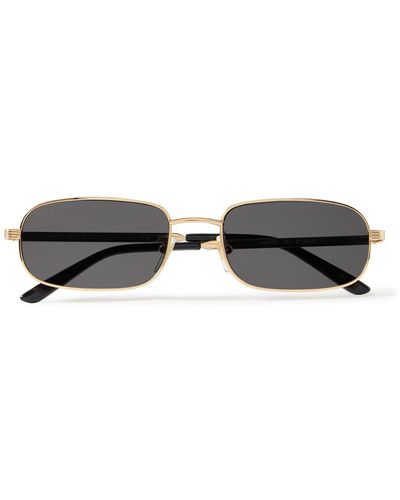 Gucci Rectangular-frame Gold-tone Sunglasses - Black