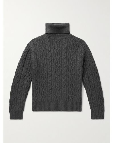 Nili Lotan Gio Cable-knit Cashmere Rollneck Sweater - Grey