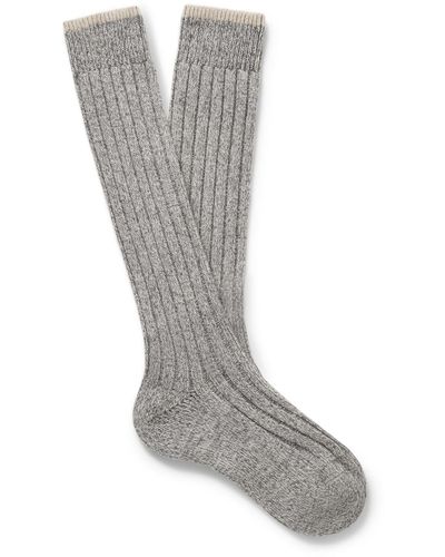 Brunello Cucinelli Ribbed Cashmere Socks - Gray