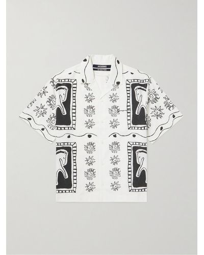 Jacquemus Jean Hemd aus Baumwolle mit Print und Reverskragen - Weiß