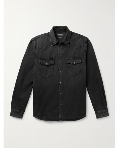 CHERRY LA Denim Western Shirt - Black