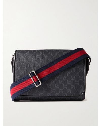 Gucci Monogrammed Coated-canvas And Leather Messenger Bag - Black