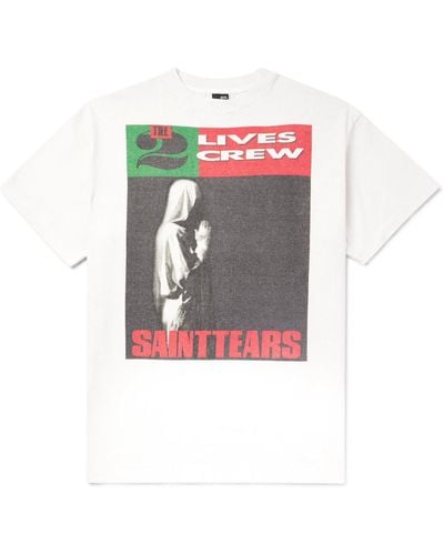 SAINT Mxxxxxx Denim Tears Saint Tears Printed Cotton-jersey T-shirt - White