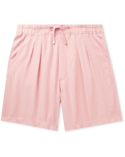 Tom Ford Straight-leg Pleated Lyocell Drawstring Shorts - Pink
