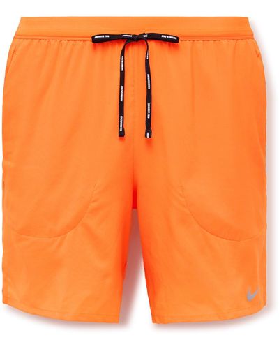 Nike Flex Stride Slim-fit Straight-leg Dri-fit Drawstring Shorts - Orange
