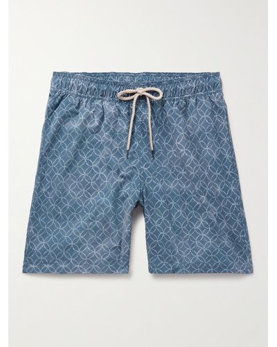 Faherty Beacon Straight-leg Long-length Printed Recycled Swim Shorts - Blue