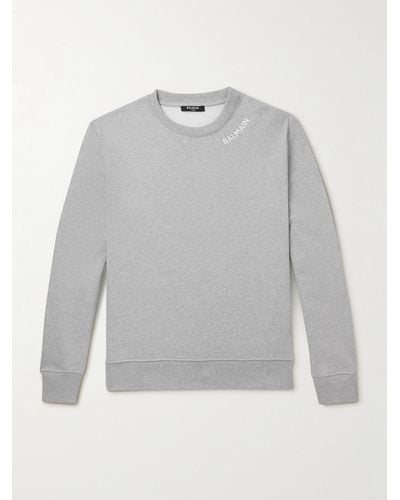 Balmain Sweatshirt aus Baumwoll-Jersey mit Logostickerei - Grau