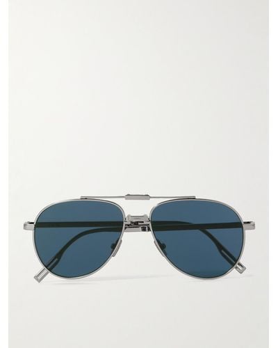 Dior Dior90 A1U silberfarbene Pilotensonnenbrille - Blau
