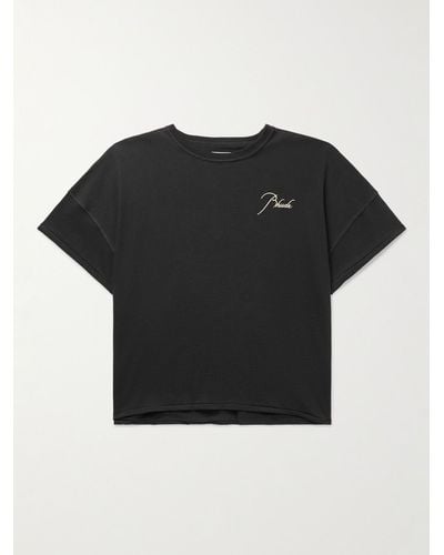 Rhude Logo-embroidered Cotton-jersey T-shirt - Black