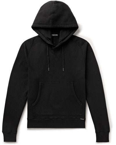 Tom Ford Garment-dyed Cotton-jersey Hoodie - Black