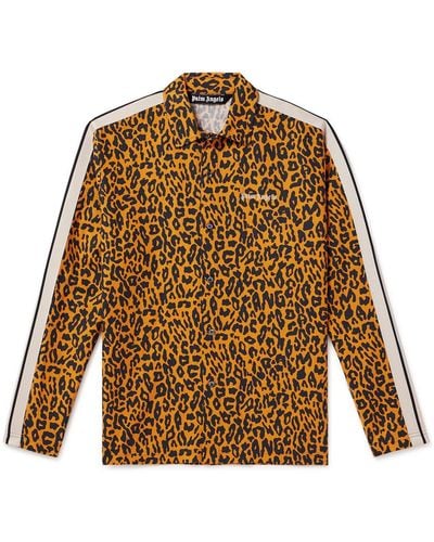 Palm Angels Webbing-trimmed Leopard-print Linen And Cotton-blend Shirt - Natural