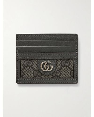 Gucci Ophidia Monogrammed Coated-canvas And Leather Cardholder - Black