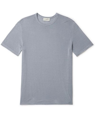 Officine Generale Garment-dyed Tm Lyocell And Linen-blend T-shirt - Gray