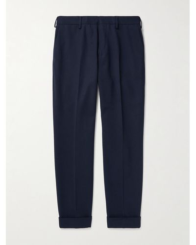 Dries Van Noten Philip Tapered Pleated Twill Trousers - Blue