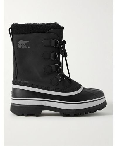 Sorel Cariboutm Faux Shearling-trimmed Nubuck And Rubber Snow Boots - Black