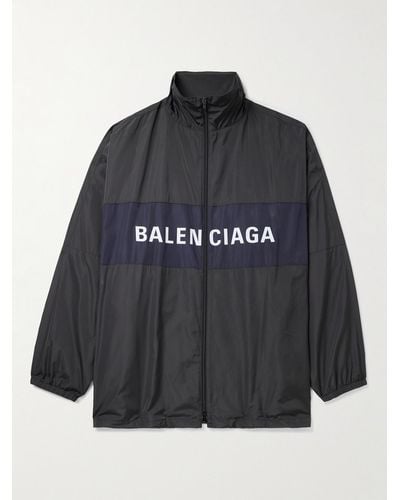 Balenciaga Giacca oversize in shell color-block con logo - Nero
