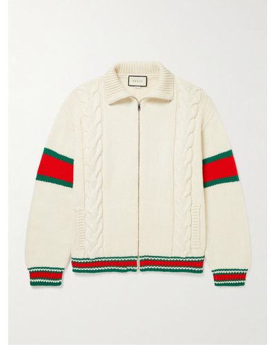 Gucci Striped Cable-knit Wool Zip-up Cardigan - Multicolour