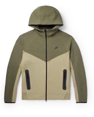 Nike Logo-print Cotton-blend Jersey Zip-up Hoodie - Green