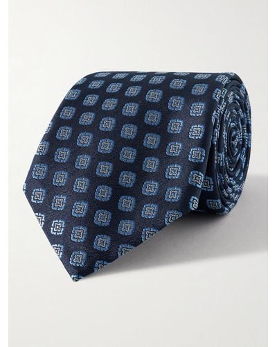 Canali Krawatte aus Dobby aus Seide - Blau