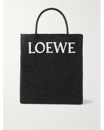 Loewe Standard A4 Logo-embroidered Raffia Tote Bag - Black