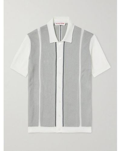 Orlebar Brown Hemd aus Baumwoll-Piqué mit Stickerei und Streifen - Weiß
