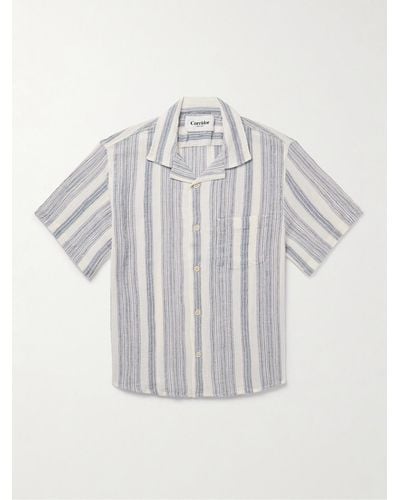 Corridor NYC Tallis Camp-collar Striped Cotton-gauze Shirt - White