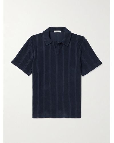 MR P. Striped Cotton-terry Polo Shirt - Blue