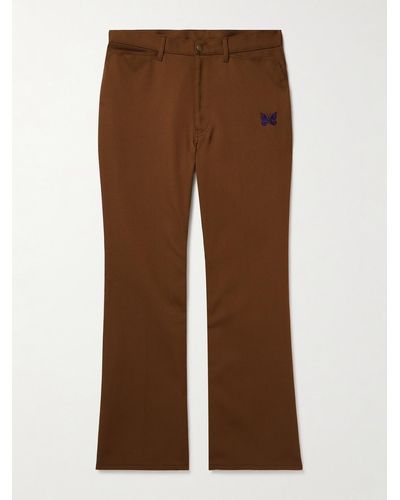 Needles Pantaloni bootcut slim-fit in twill con logo ricamato - Marrone