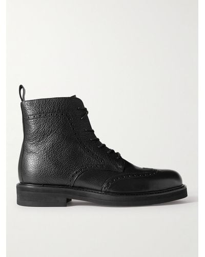 MR P. Jacques Full-grain Leather Brogue Boots - Black
