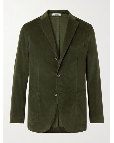 Boglioli Kei Slim-fit Unstructured Garment-dyed Cotton-velvet Blazer - Green
