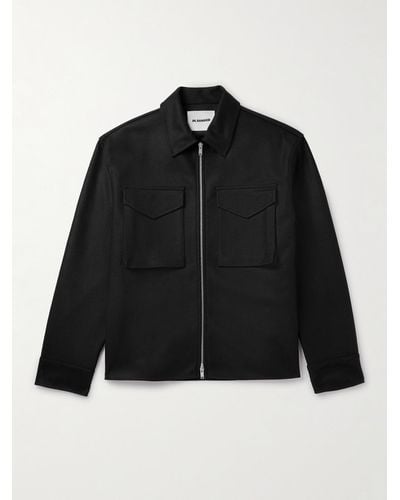 Jil Sander Wool Shirt Jacket - Black