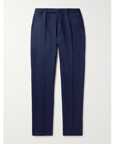 Incotex Slim-fit Linen Pants - Blue