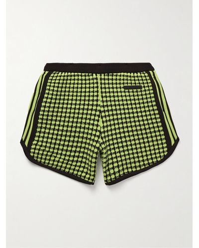 adidas Originals Wales Bonner Shorts a gamba dritta in maglia crochet riciclata - Verde