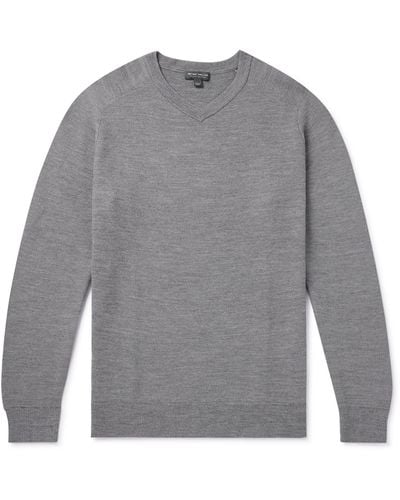 Peter Millar Dover Honeycomb-knit Merino Wool Sweater - Gray