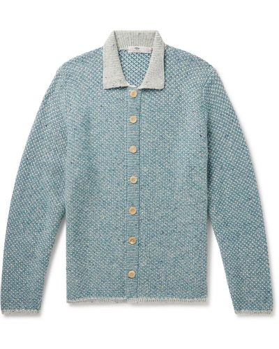 Inis Meáin Donegal Merino Wool And Cashmere-blend Shirt Jacket - Blue