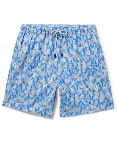 Peter Millar Parrot Talk Straight-leg Mid-length Printed Swim Shorts - Blue