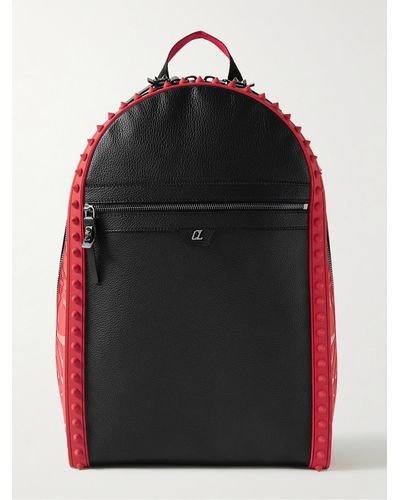 Christian Louboutin Backparis Spiked Rubber-trimmed Full-grain Leather Backpack - Black