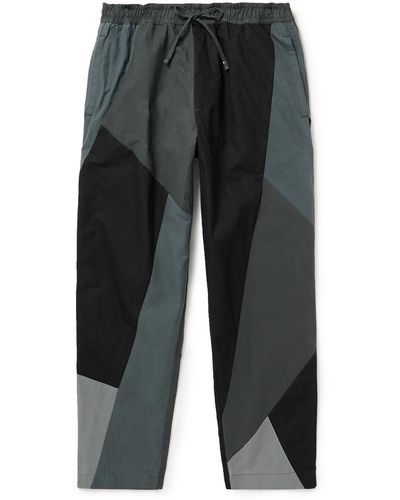 YMC Alva Straight-leg Patchwork Waxed-cotton Drawstring Pants - Gray