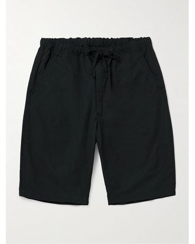 Orslow New Yorker gerade geschnittene Shorts aus Baumwoll-Ripstop mit Kordelzugbund - Schwarz
