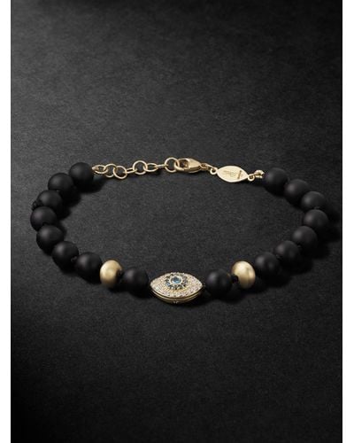 Jacquie Aiche Armband aus 14 Karat Gold mit Zierperlen aus Hämatit und Diamanten - Schwarz